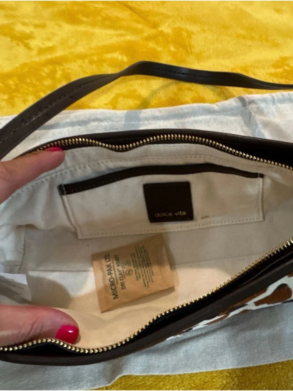 Dolce Vita Brown and White Spot Shoulder Bag